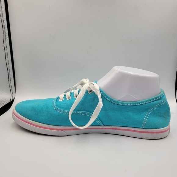 VANS Lo Pro Teal Upper Pink Stripe Low Top Lace-Up Canvas Sneakers Sz 9 - Picture 8 of 10